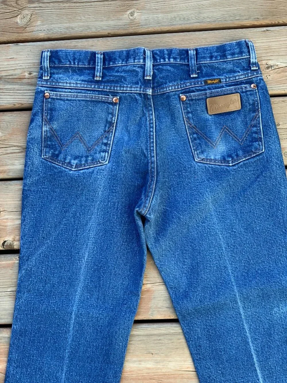 Vtg Wrangler Jeans Mens 34x29 Cowboy Cut Bootcut Faded Distressed Western Denim